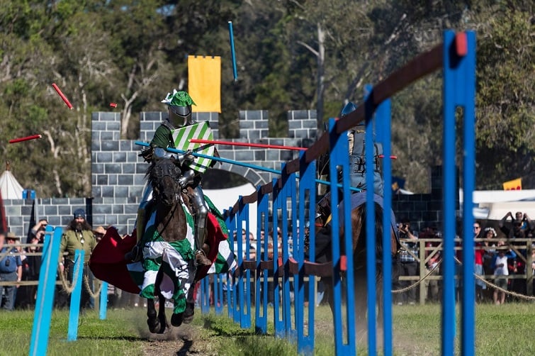 knights jousting abbey medieval festival