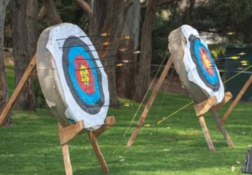 archery for kids with targets in a field