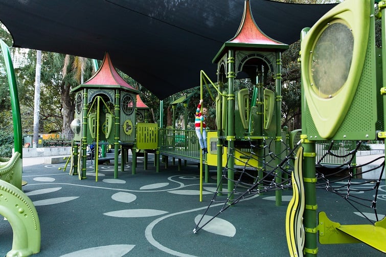 shady green coloured playground