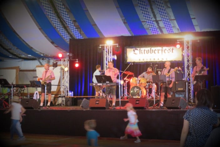 Band on stage at Oktoberfest Brisbane