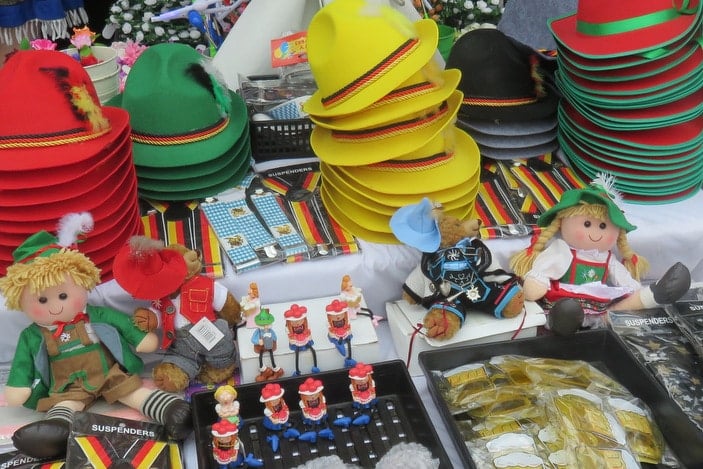 Hats and other goods for sale at Oktoberfest Brisbane