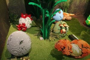 Dinosaur eggs made of LEGO at Jurassic World by Brickman.