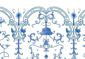 Natalya Hughes the castle of tarragindi event image of blue and white artwork.
