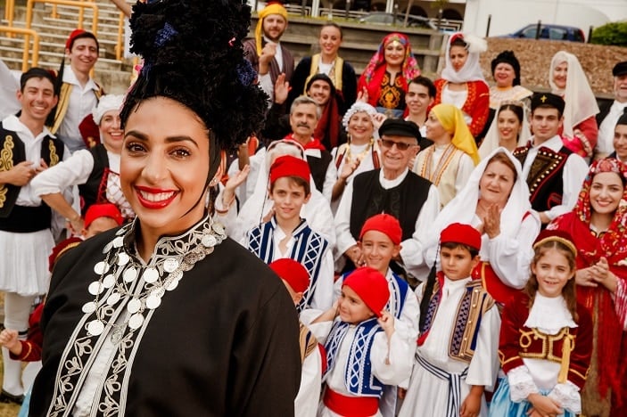 paniyiri greek festival dancers, traditional greek costume