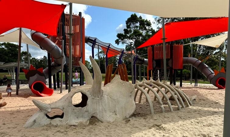 Riverdale Park Dinosaur Playground, image of dinosaur fossil.