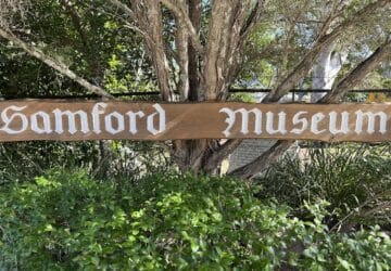 Wooden Samford Museum sign.