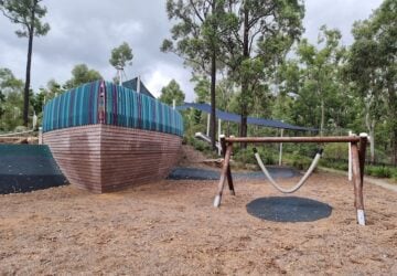 Front of the ship play structure at Terry and Frances Slaughter Park.