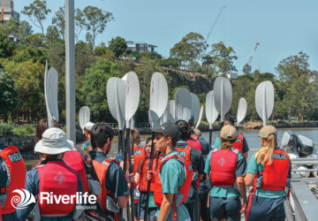Riverlife excursions for schools in Brisbane kids kayaking.